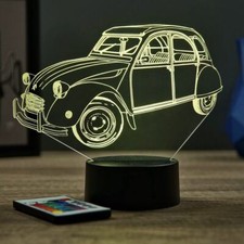 Lampe de chevet veilleuse 3D Citroën 2CV avec télécommande - Cadeau anniversa...