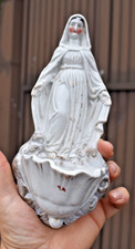 Antique vieux brussels porcelain madonna holy water font plaque
