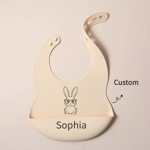 Bavoir bébé silicone beige - silicone,