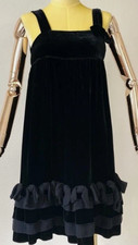 Juicy Couture Dress Bows Silk Velvet Black Empire Waist Baby Doll Size P