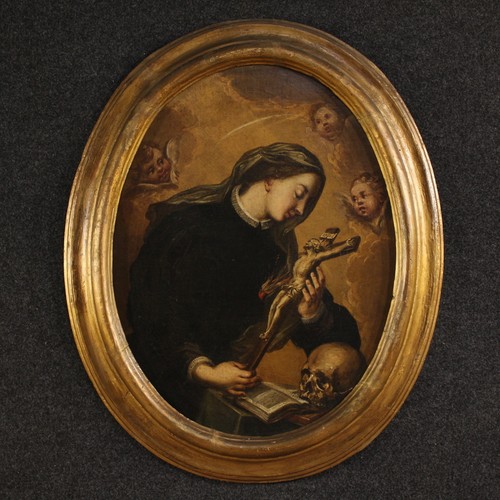 Antique peinture ovale huile - antique,