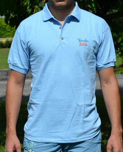 Polo bleu ciel - polo,
