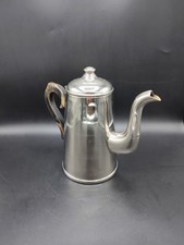 Antique Stainless Steel Coffee Maker, Wooden Handle, Vintage