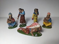 Lot de 5 Figurines anciennes : Indiens / Indiennes en Aluminium QUIRALU