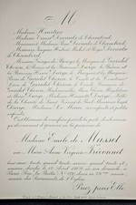 DE MUSSET Freconnet Heurtier FAIRE PART Devaulx Chambort Garidel Thoron 1909