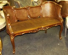 Ornate French Louis XV Caned Cane Corbeille Settee Canapé (Special Liqudatiion)