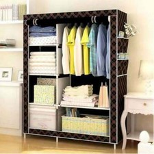 Armoire Garde-Robe Tissu Portemanteau Acier Démontable Vêtements 2 Ante Dfh