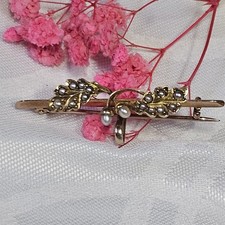 Broche Xixe Or 15k Perles Fines Seeds Pearls  Porte Montre Ou Coulisseau Sautoir