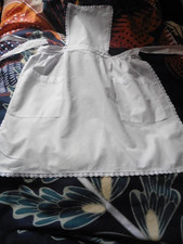 OLD MAID APRON LACE BIB COTTON 2 POCKETS