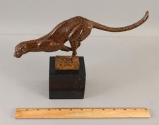 Vintage French Garanti Foundry Bronze Sculpture CHEETAH Big Cat after Milo, NR