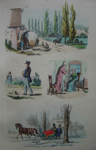 Gravure postier facteur poste - gravure,