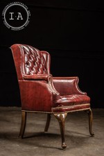 Vintage Tufted Leather Chesterfield Armchair in Burgundy
