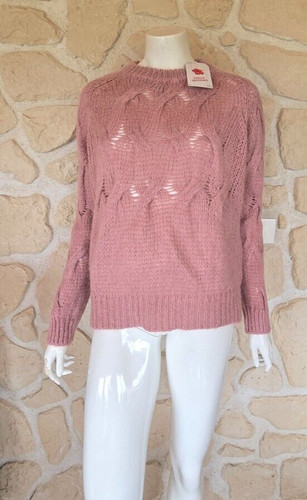 Pull torsade rose - neuf, talia
