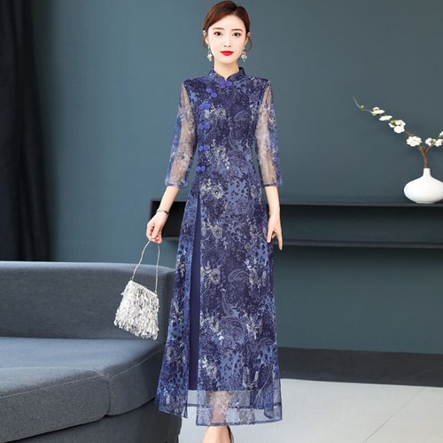 Robe chinoise qipao dentelle - chinoise,
