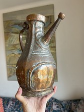 Antique copper pitcher (or jug), geometric decor, France