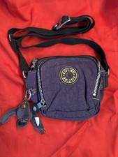 KIPLING Mini Purple Nylon Crossbody Sac Bag 3 Compartments + Monkey Charm 7x7