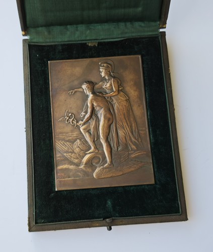 Signed bronze plaque medaille - bronze,