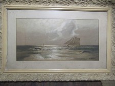 Gouache Marine  par Georg Romin artiste coté sur Arprice et Arcadja. 25x48cm.