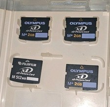 Lot of 4 Olympus Fuji xD-Picture Cards (3× 2GB, 1× 512MB) w/ Olympus Case