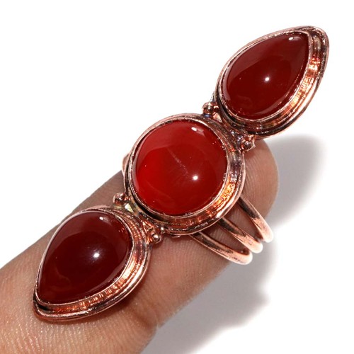 Bague trois pierres cornaline - bague,