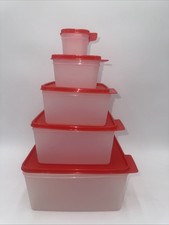 Tupperware Keep Tabs Square Stacking Nesting Airtight Containers Set of 5 NOS