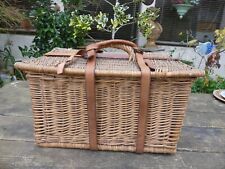 Malle à Pique Nique MALLE de Voiture ancienne Rotin cuir avec sangleArt Déco