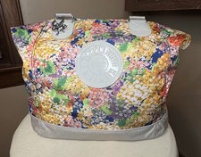 KIPLING Floral Medium Tote Carry-on Bag Large Logo Monkey EUC Shoulder Strap