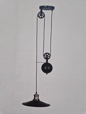 Vintage Pendant with Pulley and Counterweight Black Color - New - Chandelier