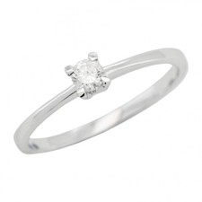Bague Solitaire Diamant 4GV CT 0,15 G SI2 or Blanc 18 KT 1,94 Gr