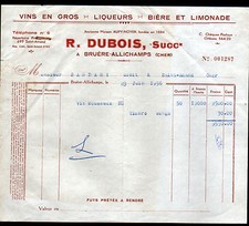 BRURE-ALLICHAMPS (18) WINES BEERS LEMONADES ""AUPY & WALNUT / DUBOIS SUCC"" in 1956