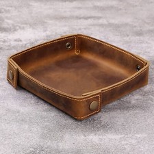 Personalized Leather Valet Tray Leather Catchall Tray Custom Engraved Ring Dish