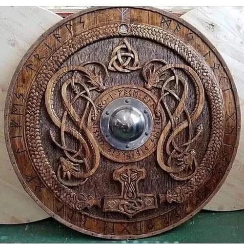 Bouclier viking rond bois - rond,