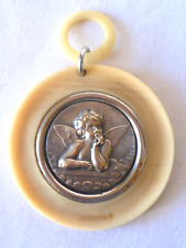ANCIENNE MÉDAILLE DE BERCEAU MÉTAL ARGENTÉ
