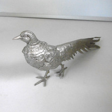 faisan en metal argente