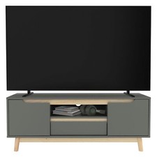 Armoire TV vert-naturel avec 2 portes 120x40x46 cm buffet table bas de salon