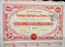 Tramways Electriques & de Chemins de Fer Stock Paris 1902 France France