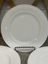 Maison Neuve (4) White 8.25” Salad Plates Embossed Bead And Band Bone China
