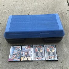 The Step Original Exercise 28” Aerobic Stepper W/ 4 Gray Risers Platform & DVDS