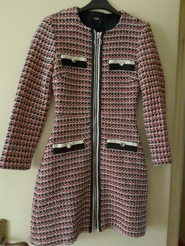 Robe maje tweed rouge noire - tweed,