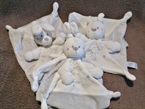 Doudou plat lapin blanc - , gris