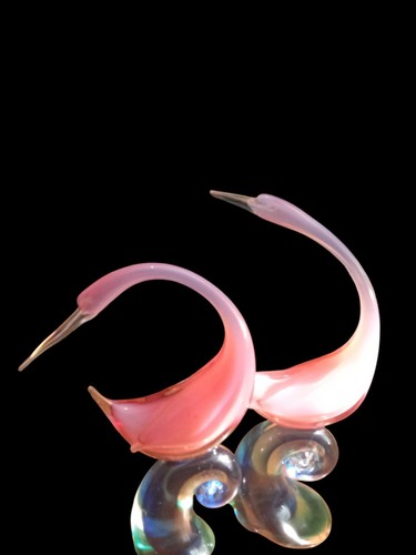 Paire sculptures verre - de, en