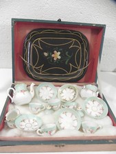 Antique doll dinette with box 19th porcelain to identify Napoleon