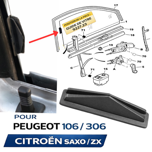 Clip guide vitre - guide,