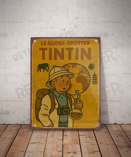 Plaque métal vintage tintin - métal,