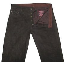 " MODEKA " Men's LEATHER JEANS / Biker Leather Trousers in Dark Brown approx W36"/ L34"