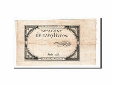 [#163505] Banknote, France, 5 Livres, 1793, Martin, 1793-10-31, AU(50-53), KM:A7