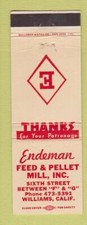 Matchbook Cover - Endeman Feed Pellet Mill Williams CA