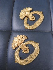 2 Antique Office Drawer Handle Furniture Dresser, Bronze Louis XV Lock