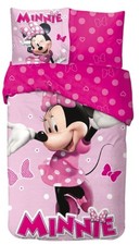 Parure de Lit Minnie Disney Rose, 100% Coton Oeko-Tex, Lit 1 place