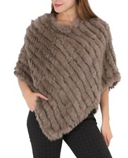 Poncho,cape en fourrure lapin, couleur taupe